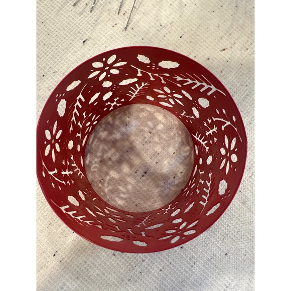 Red Metal Lantern Candle Holder Snowflake Cutout Christmas Holiday Decor 3" - Picture 4 of 4